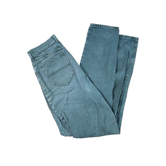 LL Bean Jeans Womens Size 10 Green Dark Wash Denim Straight Leg 28" X 34" - Picture 2 of 5